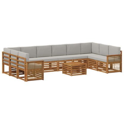 Set di divani da esterno 8 pcs Naturale e Grigio Chiaro
