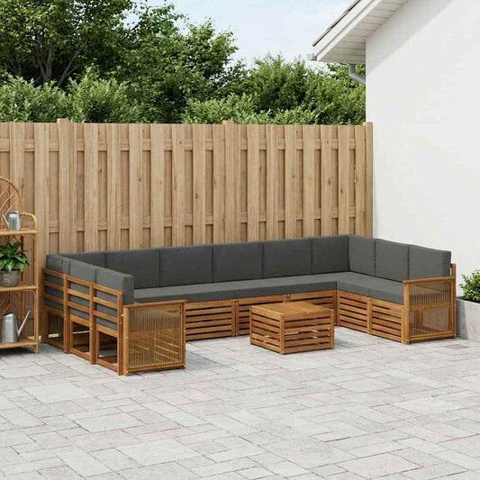 Set di divani da esterno con cuscino 8 pcs Naturale e Antracite