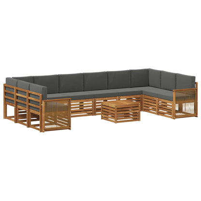Set di divani da esterno con cuscino 8 pcs Naturale e Antracite