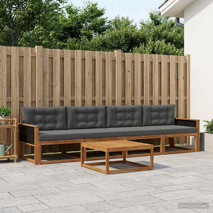 Set di divani da esterno con cuscino 5 pcs Naturale e Antracite | homemem39