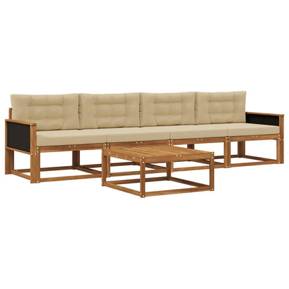 Set di divani da esterno con cuscino 5 pcs Naturale e Beige | homemem39