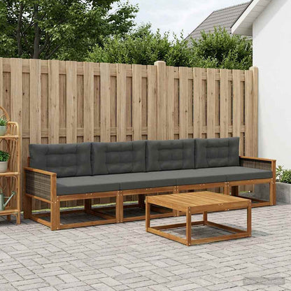 Set di divani da esterno con cuscino 5 pcs Naturale e Antracite | homemem39