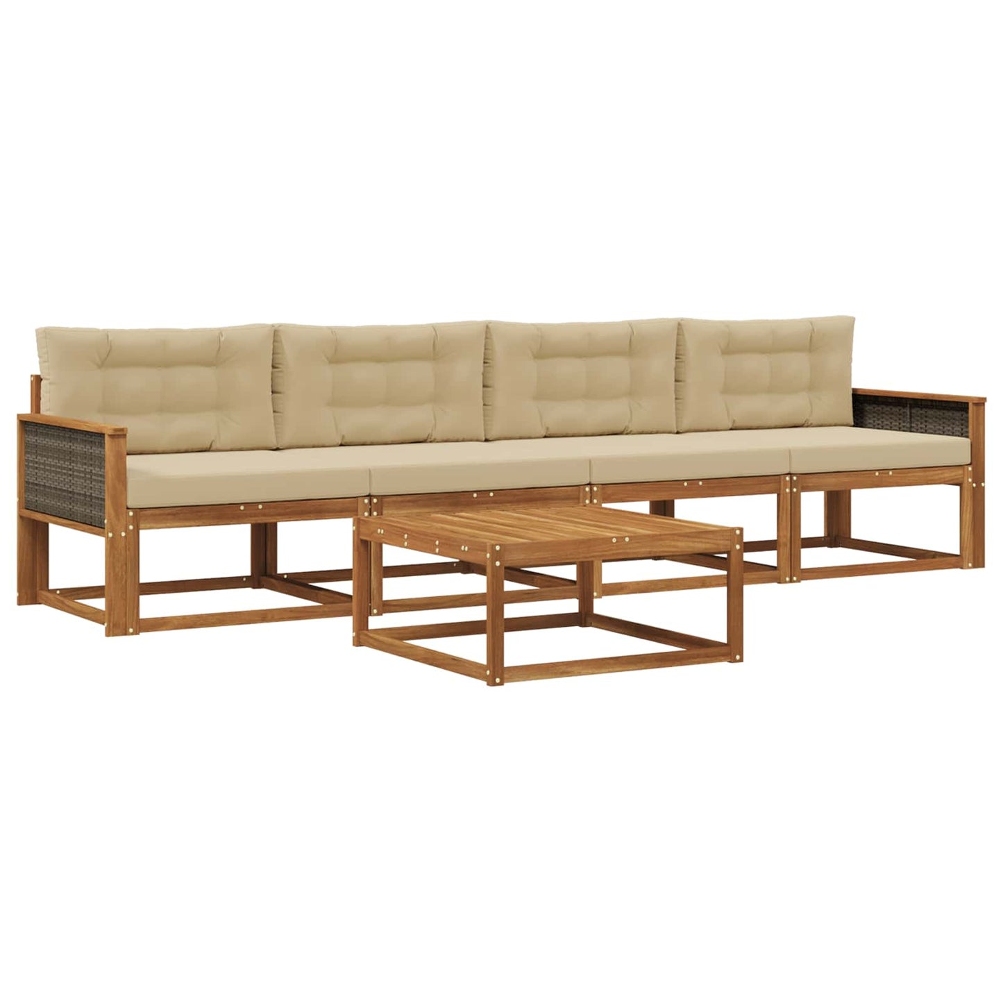 Set di divani da esterno con cuscino 5 pcs Naturale e Beige | homemem39