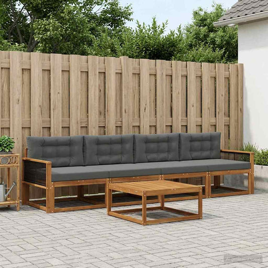 Set di divani da esterno con cuscino 5 pcs Naturale e Antracite | homemem39