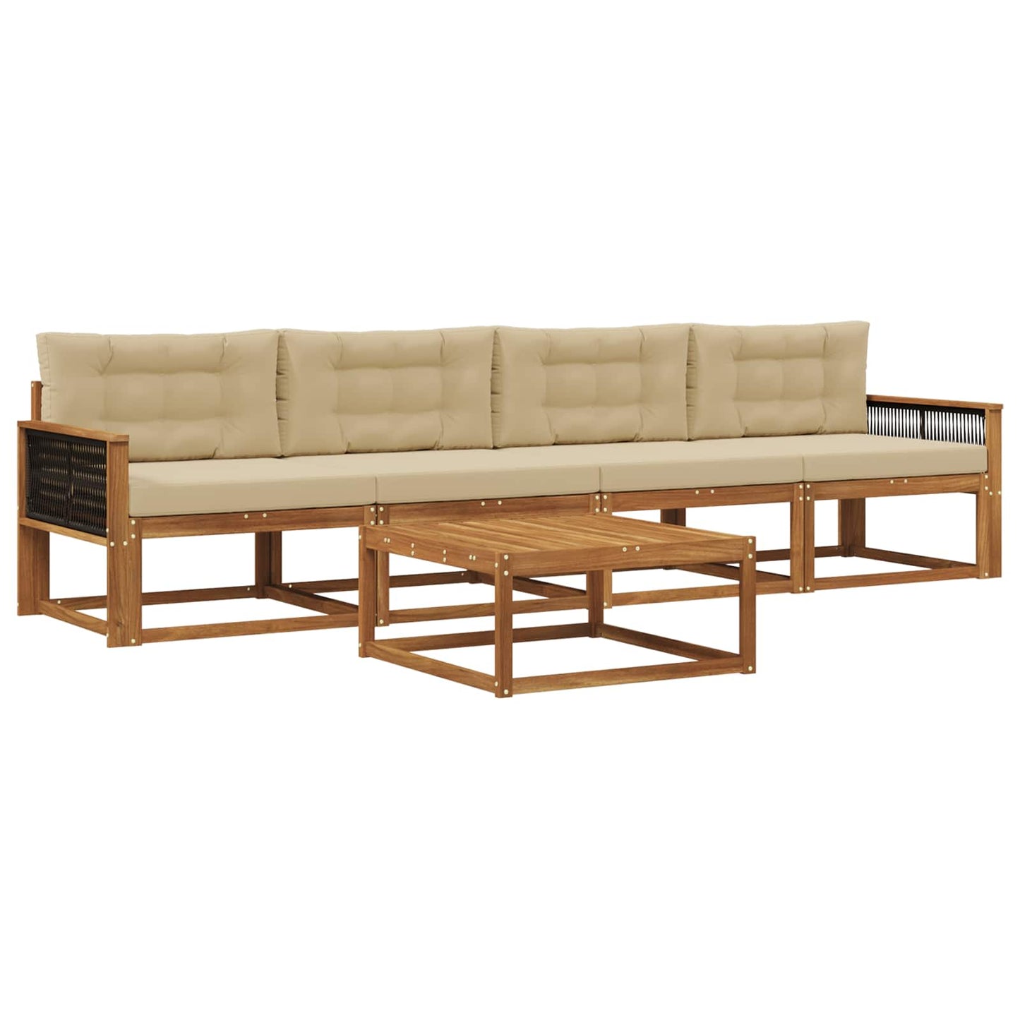 Set di divani da esterno con cuscino 5 pcs Naturale e Beige | homemem39