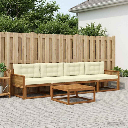 Set di divani da esterno con cuscino 5 pcs Naturale e Crema | homemem39