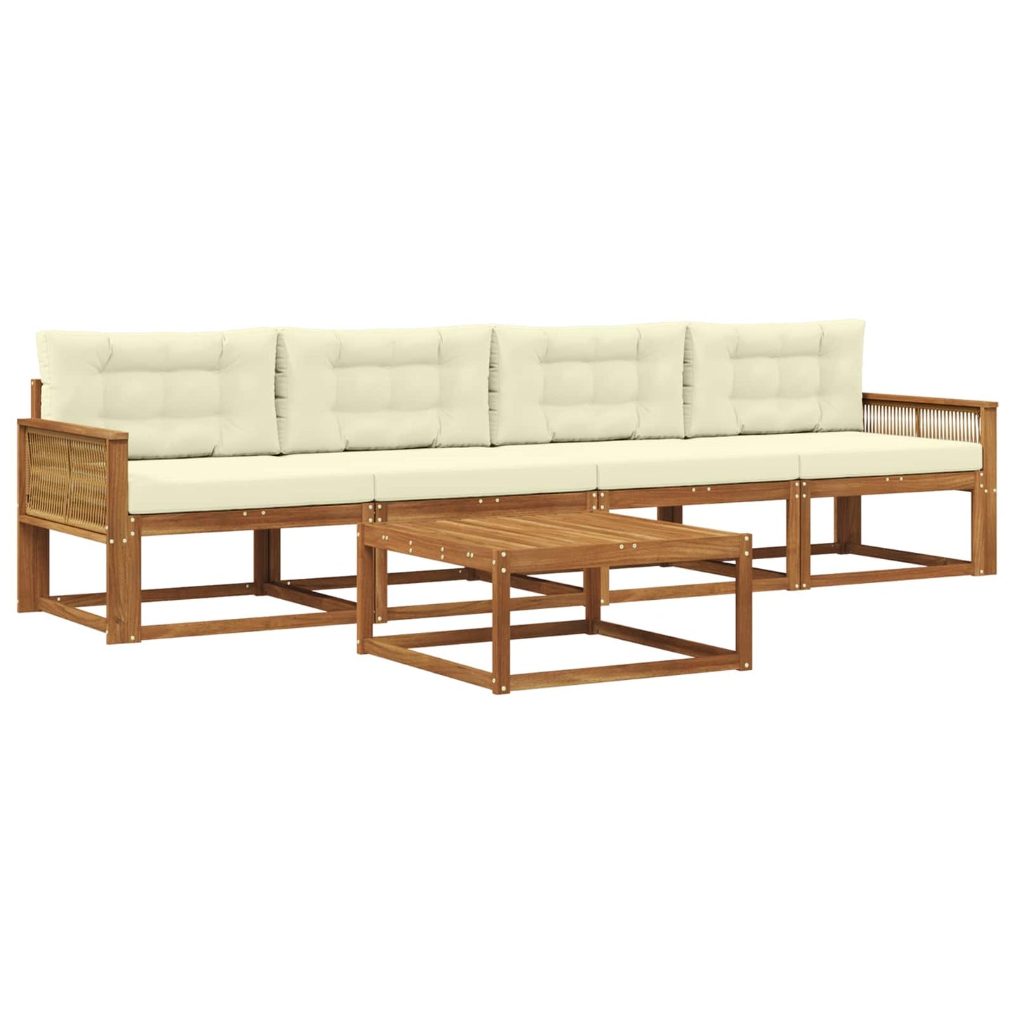 Set di divani da esterno con cuscino 5 pcs Naturale e Crema | homemem39