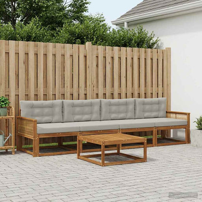 Set di divani da esterno 5 pcs Naturale e Grigio chiaro | homemem39
