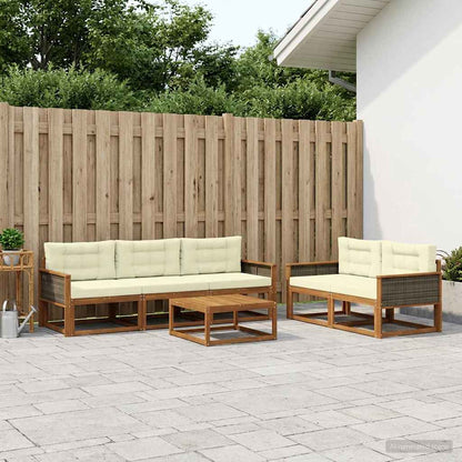 Set di divani da esterno con cuscino 6 pcs Naturale e Crema | homemem39