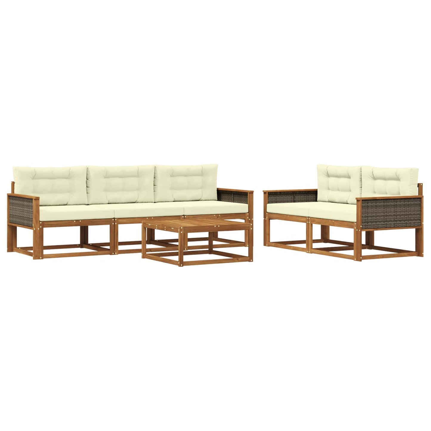 Set di divani da esterno con cuscino 6 pcs Naturale e Crema | homemem39