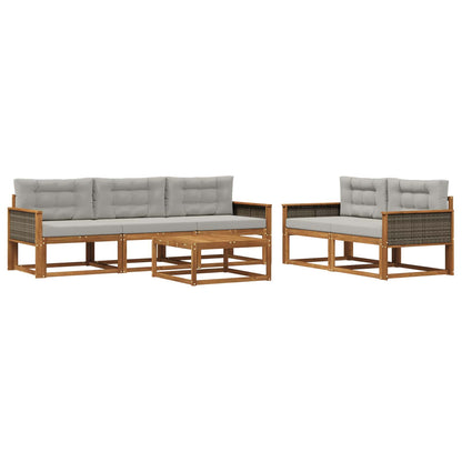 Set di divani da esterno 6 pcs Naturale e Grigio chiaro | homemem39