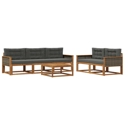 Set di divani da esterno con cuscino 6 pcs Naturale e Antracite | homemem39
