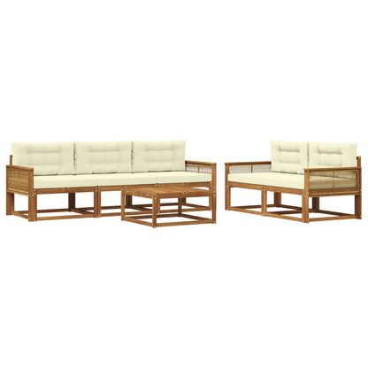 Set di divani da esterno con cuscino 6 pcs Naturale e Crema