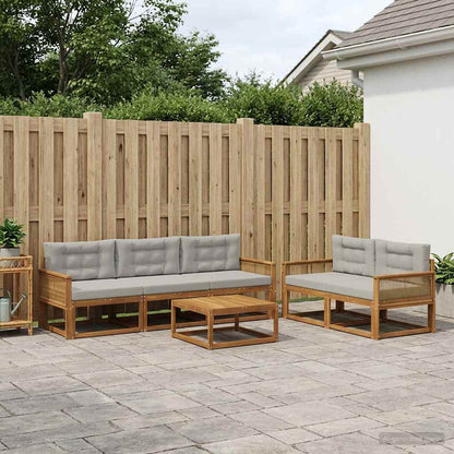Set di divani da esterno 6 pcs Naturale e Grigio chiaro