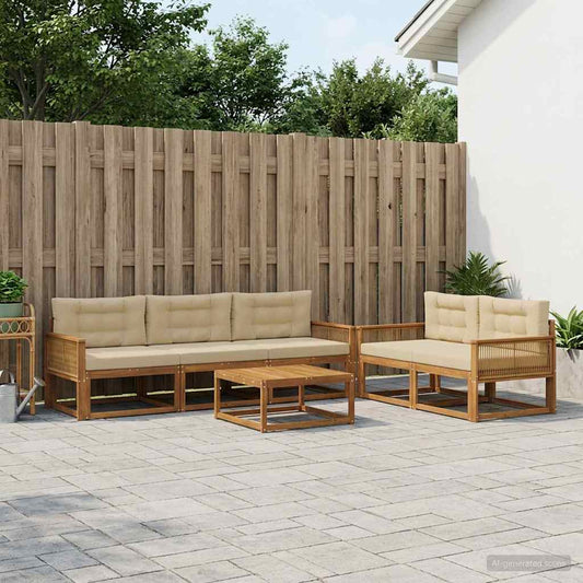 Set di divani da esterno 6 pcs Naturale e Beige