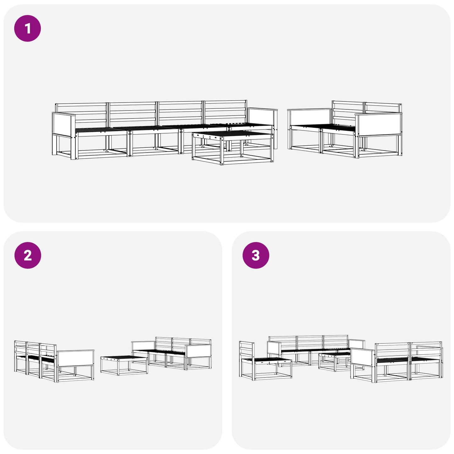 Set di divani da esterno 7 pcs Naturale | homemem39