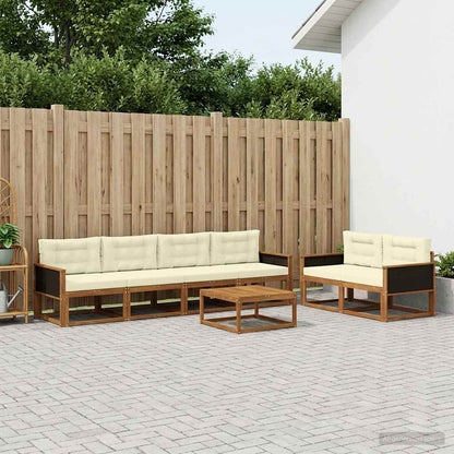 Set di divani da esterno con cuscino 7 pcs Naturale e Crema