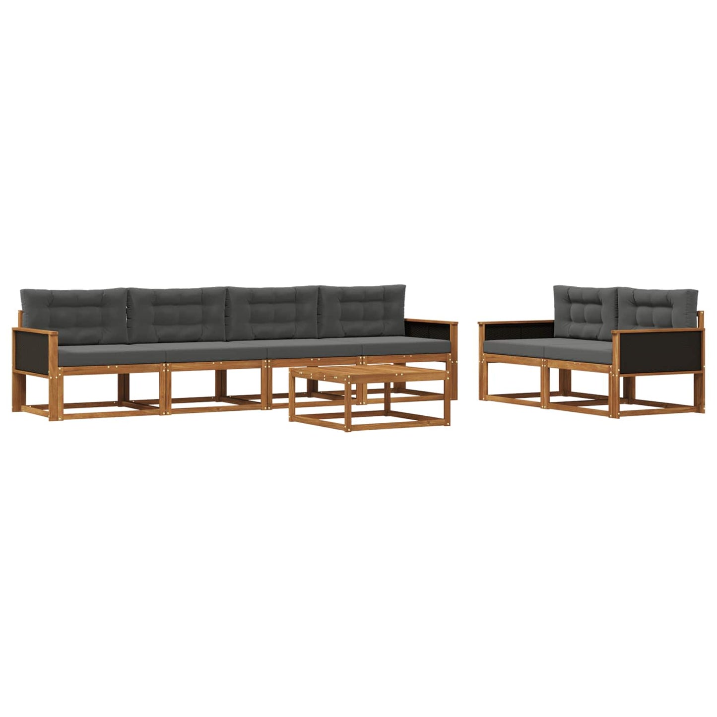 Set di divani da esterno con cuscino 7 pcs Naturale e Antracite | homemem39