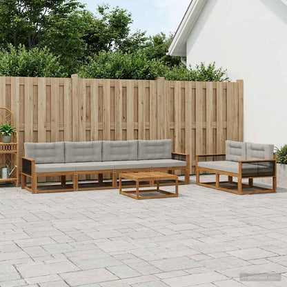 Set di divani da esterno 7 pcs Naturale e Grigio chiaro | homemem39
