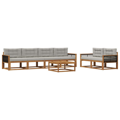 Set di divani da esterno 7 pcs Naturale e Grigio chiaro | homemem39