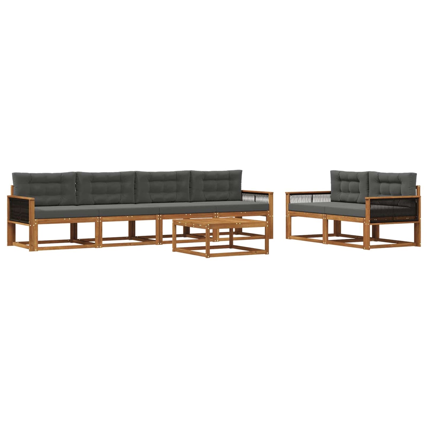 Set di divani da esterno con cuscino 7 pcs Naturale e Antracite | homemem39