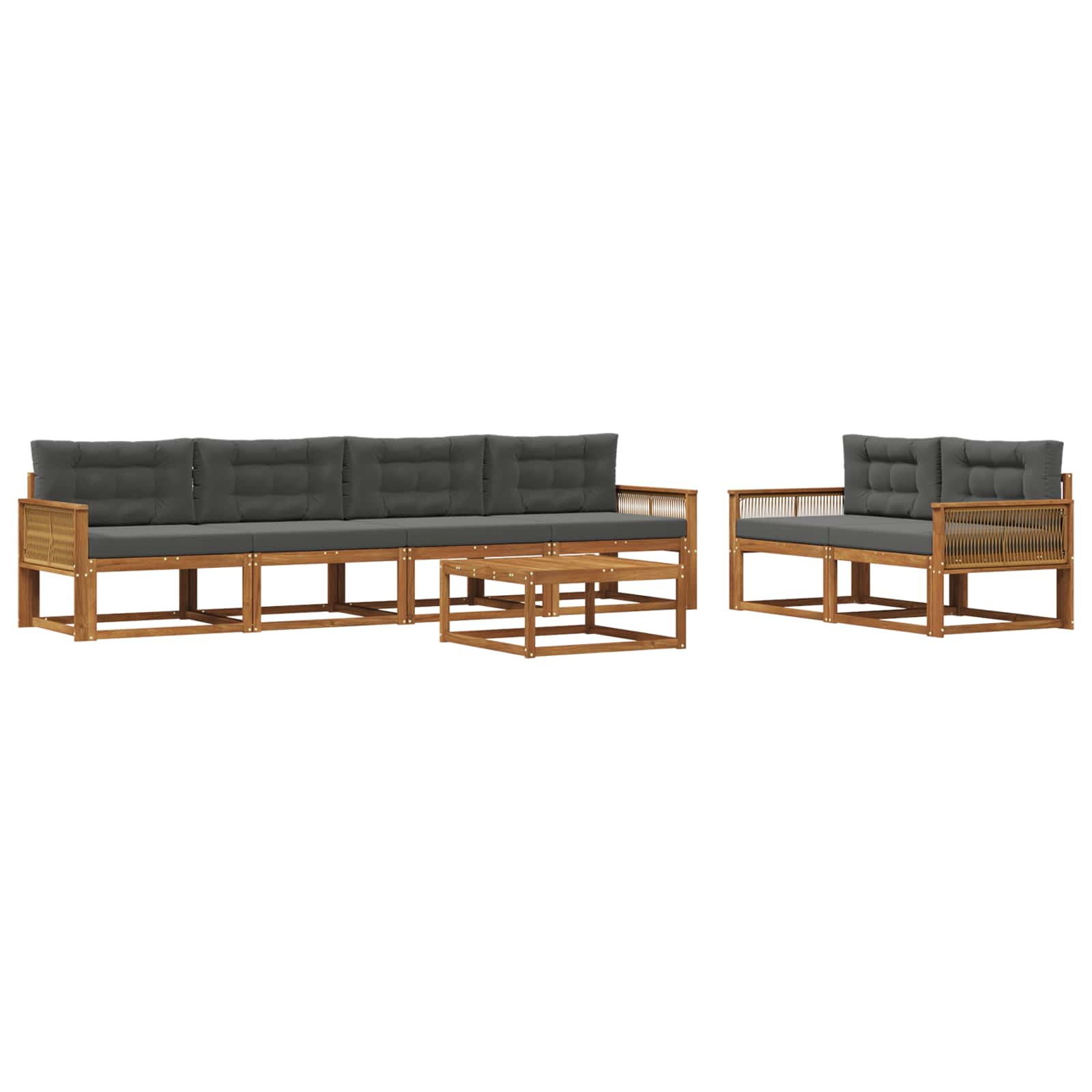 Set di divani da esterno con cuscino 7 pcs Naturale e Antracite | homemem39