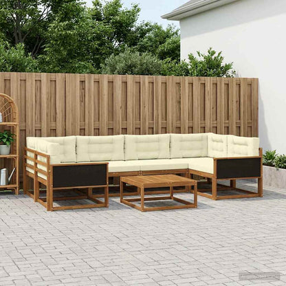 Set di divani da esterno con cuscino 7 pcs Naturale e Crema | homemem39