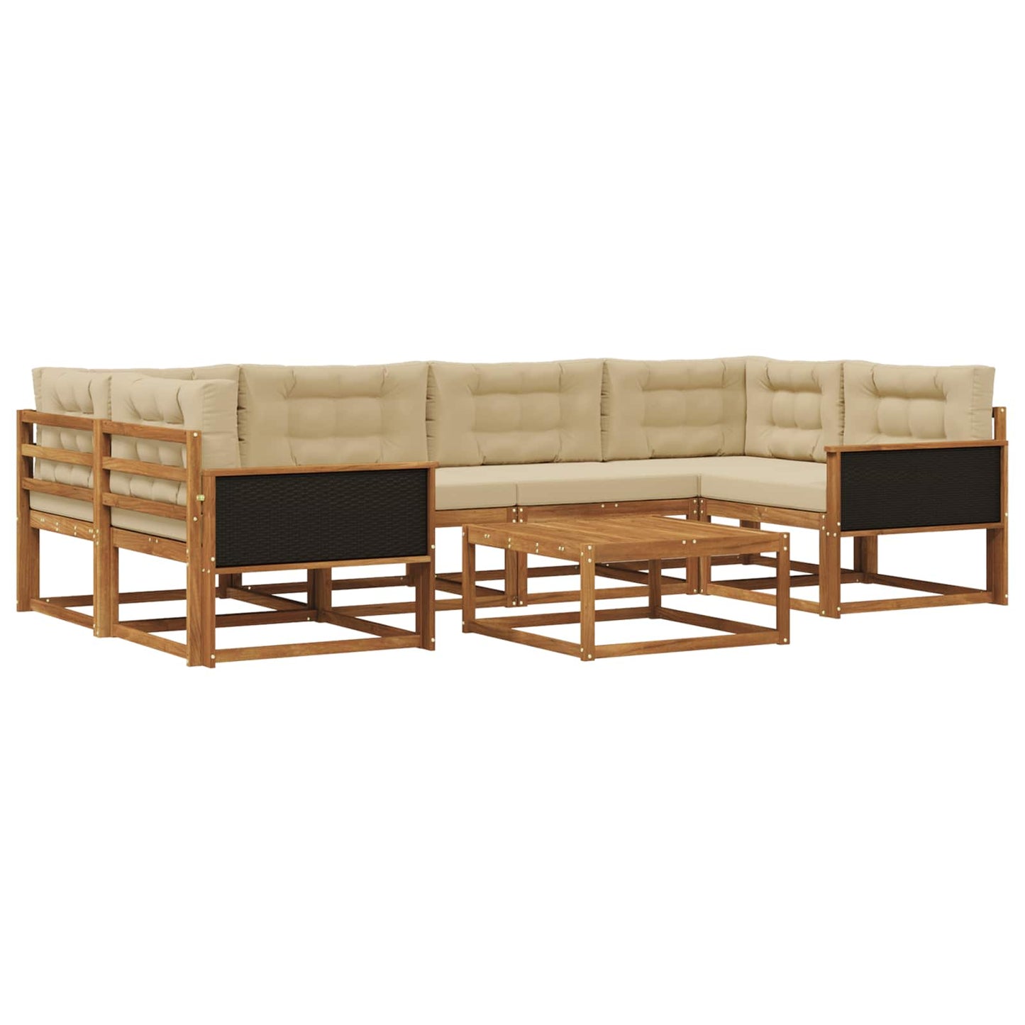 Set di divani da esterno con cuscino 7 pcs Naturale e Beige | homemem39