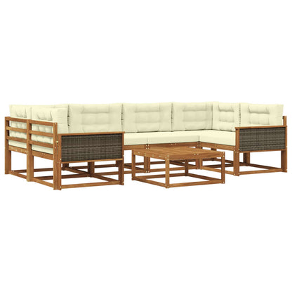 Set di divani da esterno con cuscino 7 pcs Naturale e Crema | homemem39