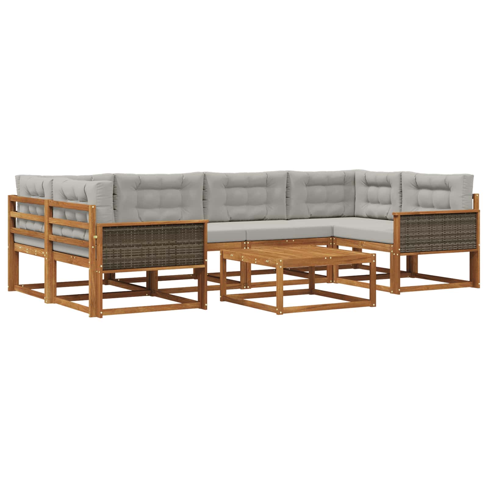 Set di divani da esterno 7 pcs Naturale e Grigio chiaro | homemem39
