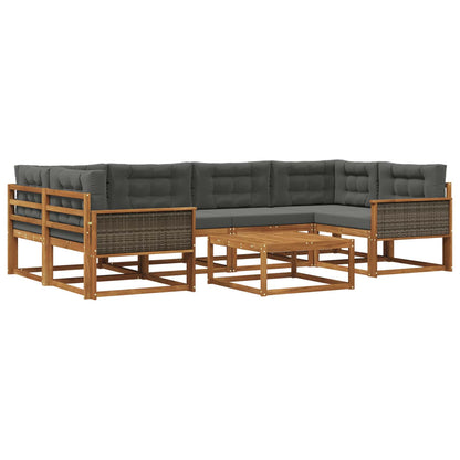 Set di divani da esterno con cuscino 7 pcs Naturale e Antracite | homemem39