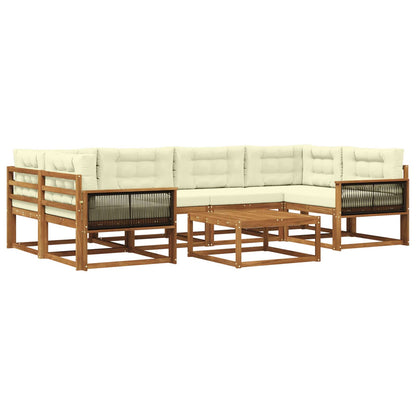 Set di divani da esterno con cuscino 7 pcs Naturale e Crema