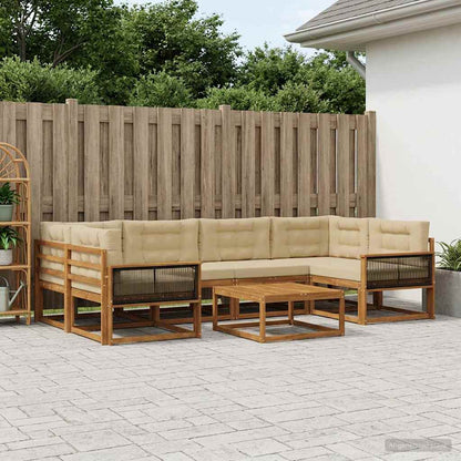 Set di divani da esterno con cuscino 7 pcs Naturale e Beige | homemem39