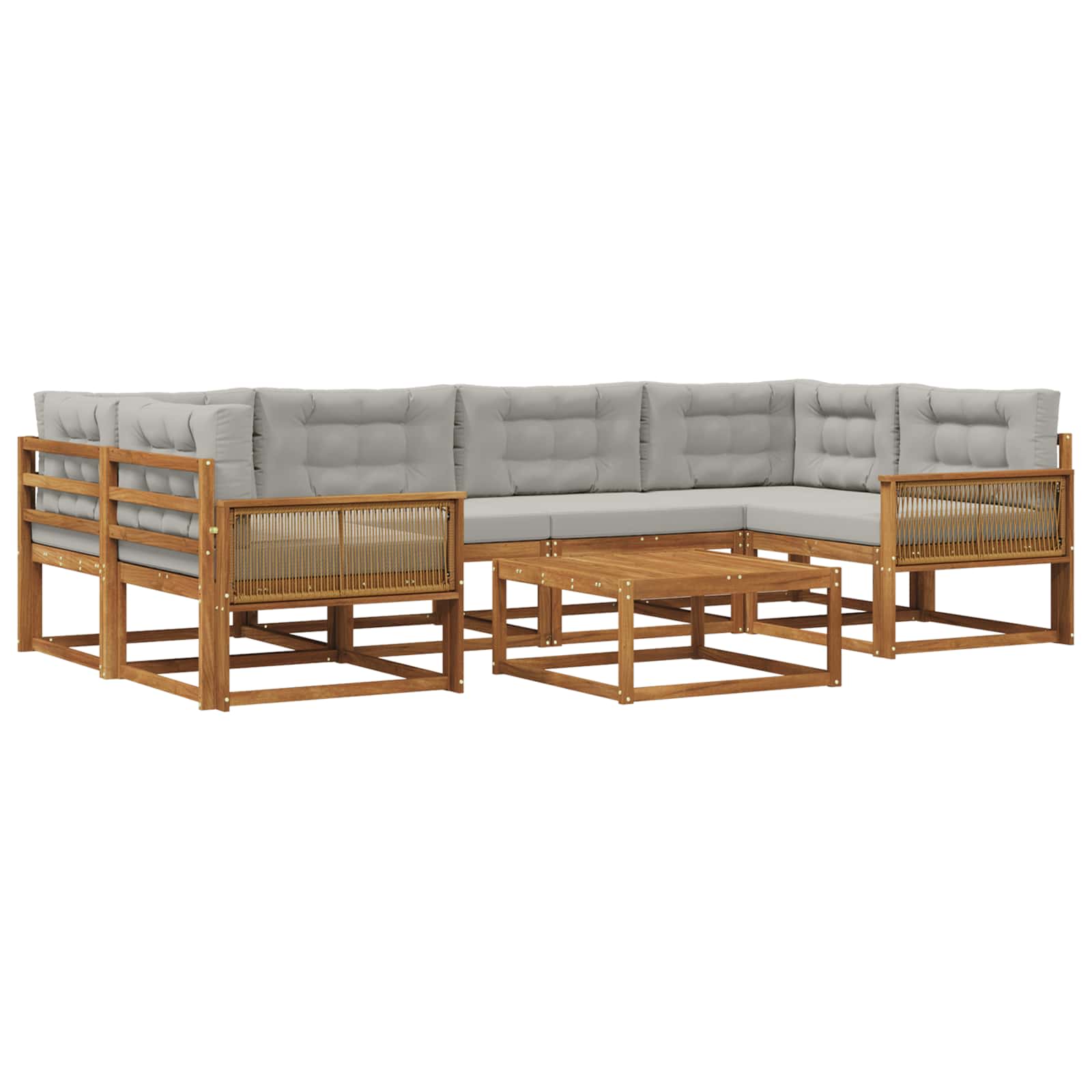 Set di divani da esterno 7 pcs Naturale e Grigio chiaro | homemem39