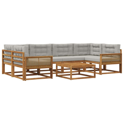 Set di divani da esterno 7 pcs Naturale e Grigio chiaro | homemem39