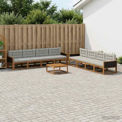 Set di divani da esterno 9 pcs Naturale e Grigio chiaro