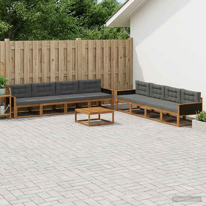 Set di divani da esterno con cuscino 9 pcs Naturale e Antracite | homemem39
