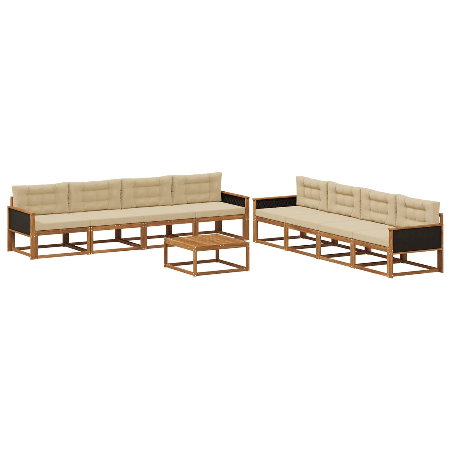 Set di divani da esterno con cuscino 9 pcs Naturale e Beige | homemem39
