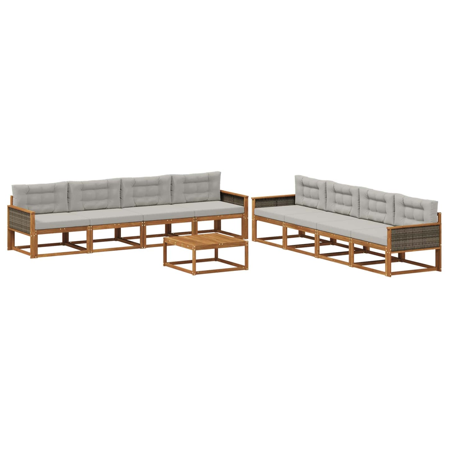 Set di divani da esterno 9 pcs Naturale e Grigio chiaro | homemem39