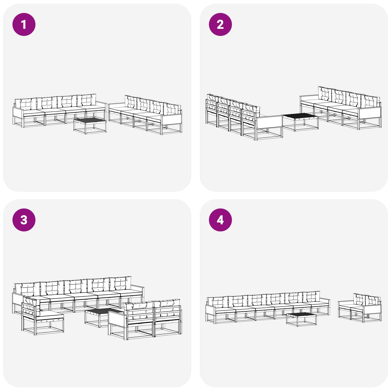 Set di divani da esterno 9 pcs Naturale e Grigio chiaro | homemem39