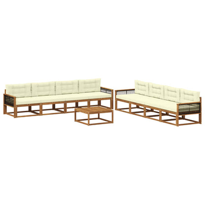 Set di divani da esterno con cuscino 9 pcs Naturale e Crema | homemem39