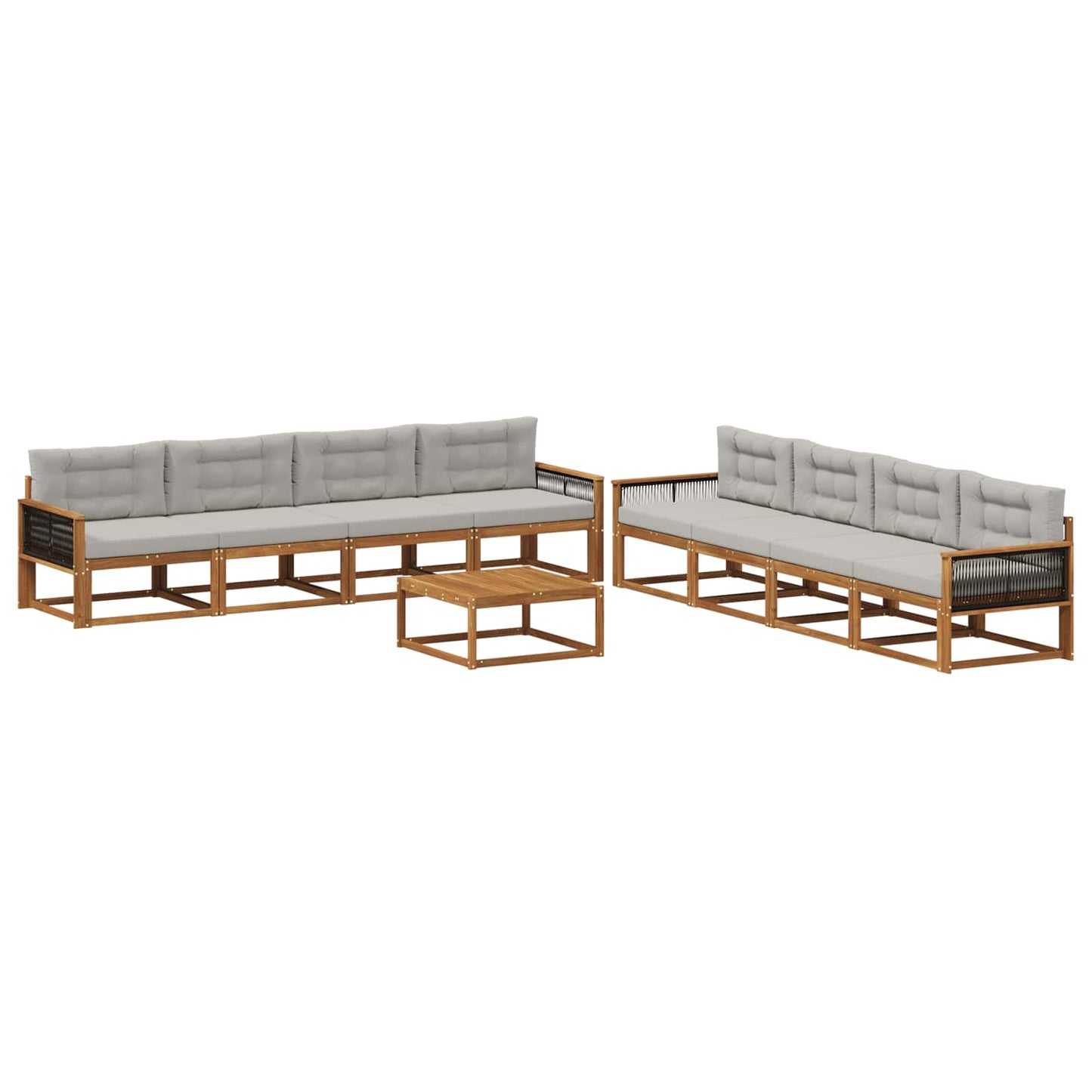 Set di divani da esterno 9 pcs Naturale e Grigio chiaro | homemem39