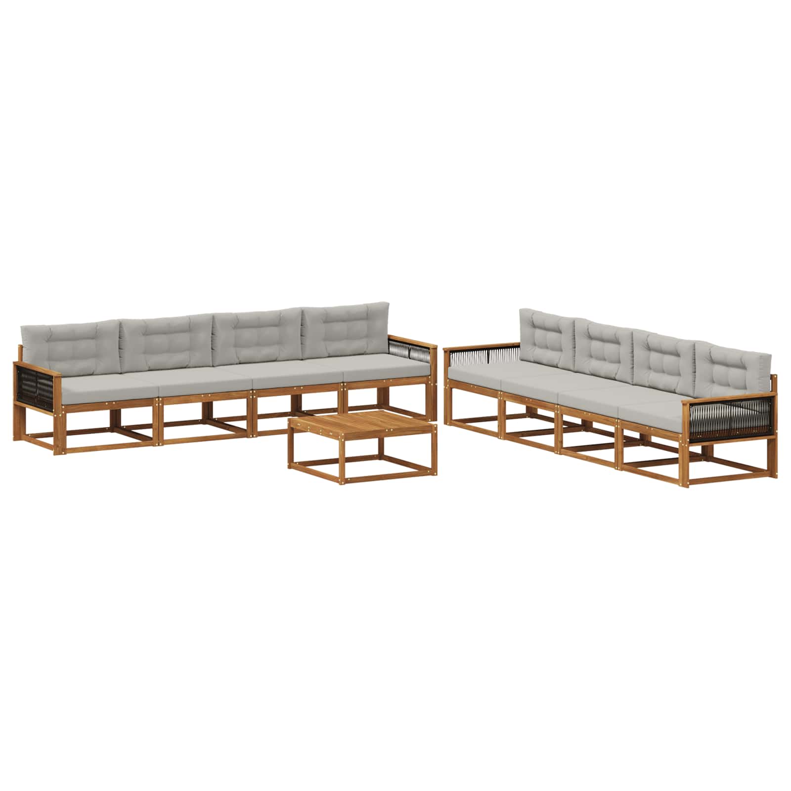 Set di divani da esterno 9 pcs Naturale e Grigio chiaro | homemem39