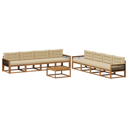 Set di divani da esterno con cuscino 9 pcs Naturale e Beige | homemem39