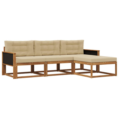 Set di divani da esterno con cuscino 4 pcs Naturale e Beige | homemem39