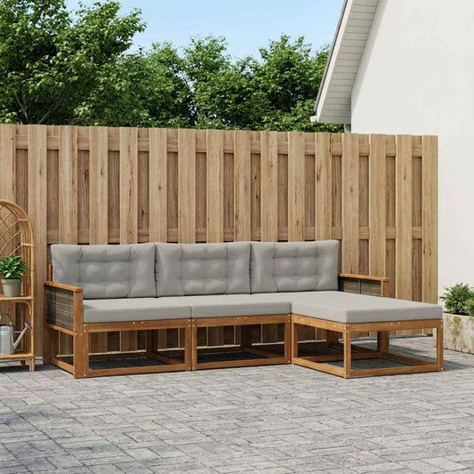 Set di divani da esterno 4 pcs Naturale e Grigio chiaro | homemem39