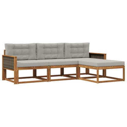 Set di divani da esterno 4 pcs Naturale e Grigio chiaro | homemem39