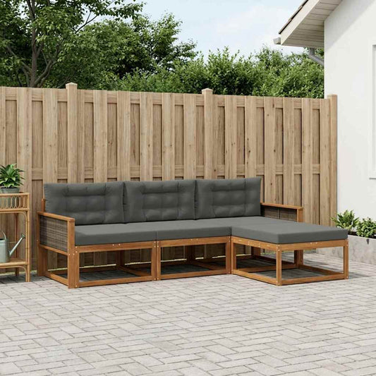 Set di divani da esterno con cuscino 4 pcs Naturale e Antracite | homemem39