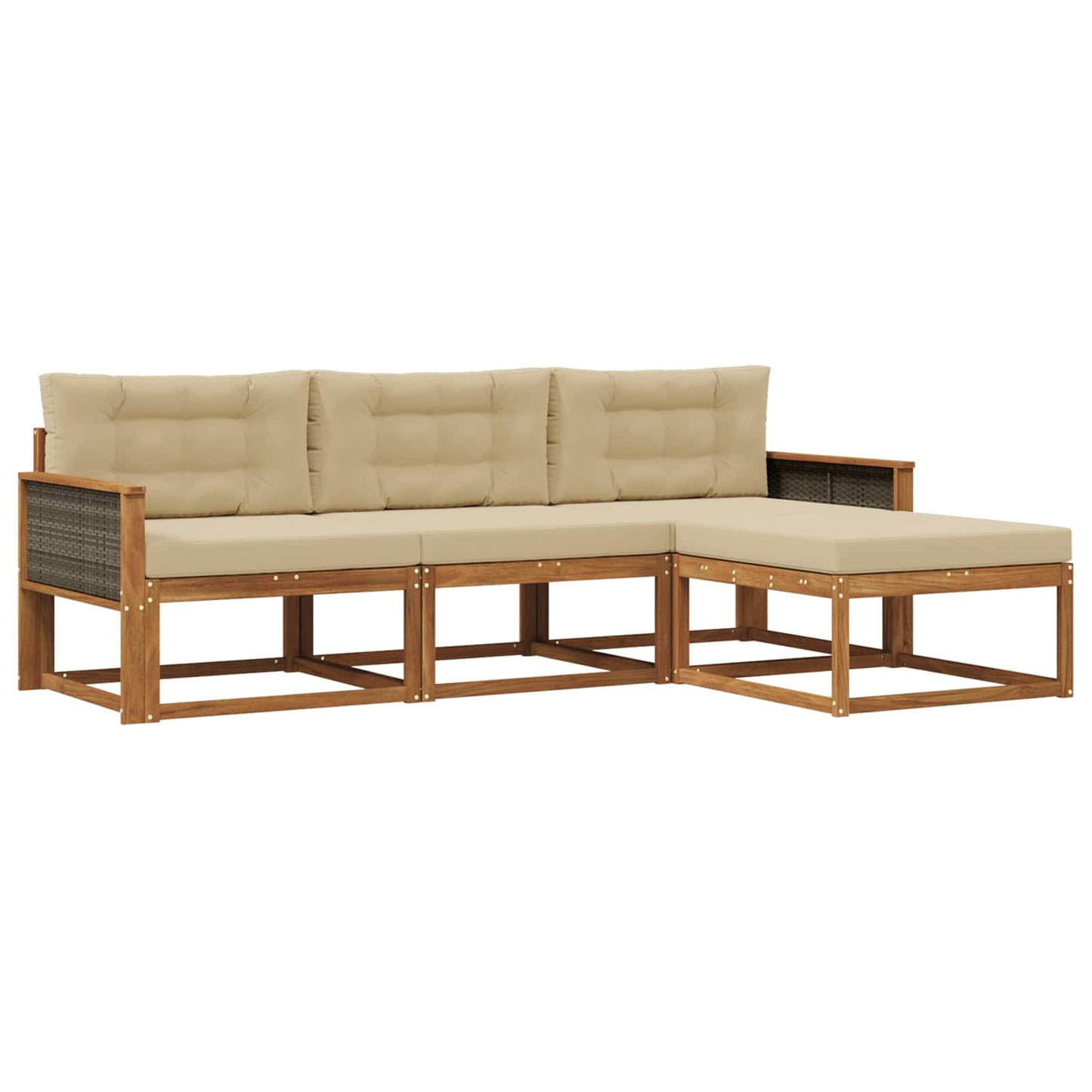 Set di divani da esterno con cuscino 4 pcs Naturale e Beige | homemem39