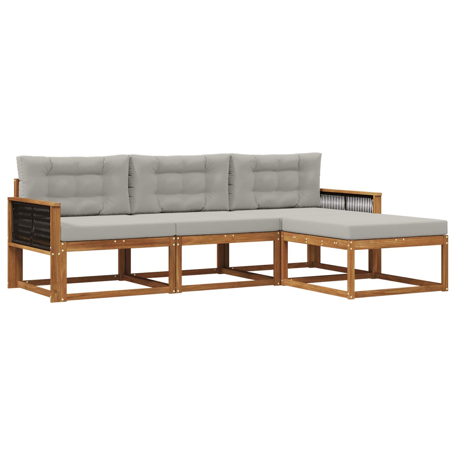Set di divani da esterno 4 pcs Naturale e Grigio chiaro | homemem39